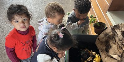 Les TPS PS de l’école maternelle Ravine Daniel découvrent le lombricomposteur
