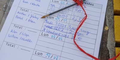 Les pesées quotidiennes des déchets verts de l’école